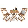 3 Piece Bistro Set Folsing Patio Set Acacia Wood Outdoor Furniture For Backyard Balcony Indoor Small Dining Set W2 Chairs And Square Table Natural Oiled 0 100x100