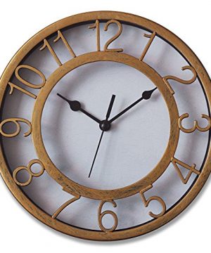 8 Silent Quartz Wall Clock Non Ticking Digital Gold Clocks With 3D Numbers And Plastic Bezel Easy To Read Vintage Wall Clock 0 300x360