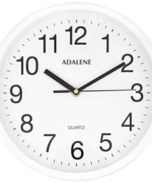 Adalene Wall Clocks Battery Operated Non Ticking 10 Inch Completely Silent Wall Clock Analog Quartz Office Wall Clock Vintage White Wall Clock For School Non Ticking Wall Clock Classroom Clock 0 300x360