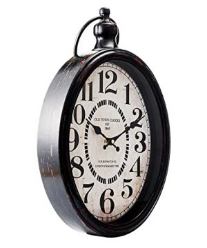 Antique Oval Clock European Style Metal Large Wall Clock Silent Not Beating Black 185 Hx106 W 0 300x360