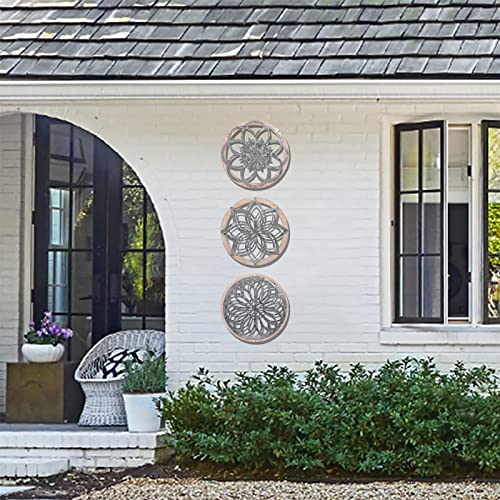 BIGKJYBC 3 Pieces Thicken Farmhouse Wall Decor Rustic Wood Round Wall Art Farmhouse Hanging Decoration for Living Room Bedroom Home Indoor Outdoor Office Apartment Wall Decor Size 11.6*11.6in - Image 4