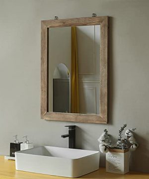 BOTAOYIYI 236x315 Mirrors For Bathroom Solid Wood Farmhouse Wall Mirror Mount Vanity Decor Framed Large Makeup Rectangle Rustic Retro 0 300x360