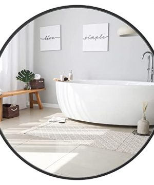 Black Round Mirror For Wall 30 Inch Round Bathroom Mirror Large Circle Mirror With Matte Black Metal Frame Vanity Mirror For Bathroom Living Room Entryway HD Floating Glass 0 300x360