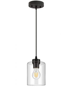 BoostArea Modern Pendant Light Fixtures Industrial Hanging Ceiling Lamp With Clear Glass Shade Farmhouse Black Pendant Lighting For Kitchen Island Decor Living Room Hallway Bedroom Dining Hall Bar 0 300x360