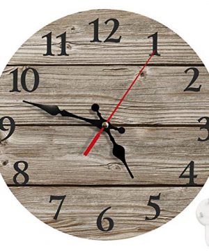 Britimes Round Wall Clock Silent Non Ticking Clock 10 Inch Vintage Farmhouse Home Decor For For Living Room Kitchen Bedroom And Office Wooden Board 0 300x360