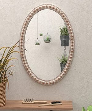 COZAYH Distressed Wood Frame Accent Mirror Rustic Farmhouse Style Decorative Wall Mirror Oval 0 300x360