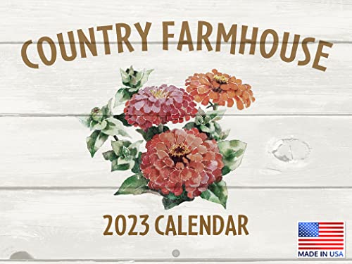 Country Farmhouse Calendar 2023 Monthly Wall Hanging Calendar Vintage Folk Art Rustic Farmers Market Decor Large Planner 24 Months - Full 2023 Write On Grid Plus Bonus 2024 Preview Chart - Made In USA
