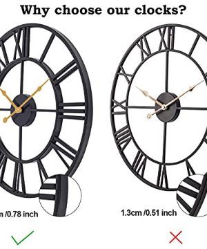 EURSON Large Wall Clocks 24inch Non Ticking Silent Battery Operated Oversized Metal Round Roman Numerals Industrial Wall Clocks For Home Kitchen Living Room Office Decor 0 1 300x360
