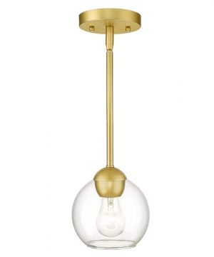 Emak Modern Industrial Pendant Light Fixtures 1 Light Gold Hanging Light Fixtures With Clear Glass Shade Globe Pendant Lighting For Kitchen Island Dining Room Bedroom Hallway Bathroom PL114 GD 0 300x360