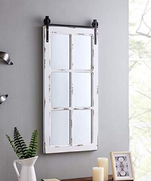 FirsTime Co Saddlebrook Farmhouse Window Mirror American Crafted Aged White 17 X 1 X 36 0 300x360