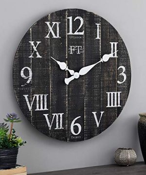 FirsTime Co White Rustic Farmhouse Barn Wood Clock Black 24 Inches 31216 0 300x360