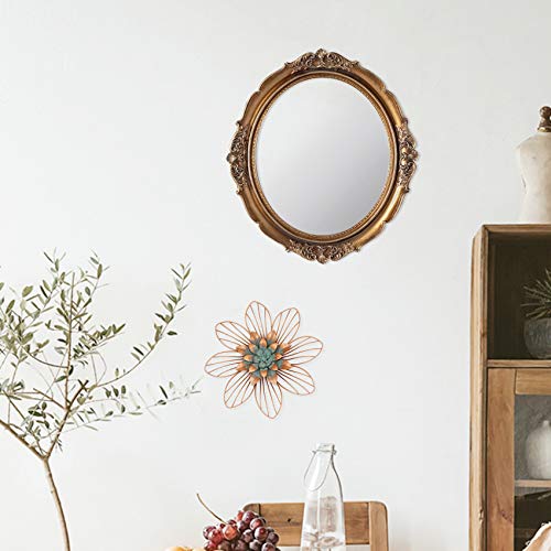 Funerom 12.8 x 14.3 inch Vintage Decorative Wall Mirror, Hanging Mirrors for Bedroom Living-Room Dresser Decor, Oval (Antique Gold) - Image 3