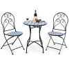 Giantex 3 Piece Patio Bistro Set Outdoor Dining Set Round Table And 2 Folding Chairs Mosaic Table With Floral Pattern Metal Frame Garden Conversation Set For Deck Porch Poolside Yard Lawn 0 100x100