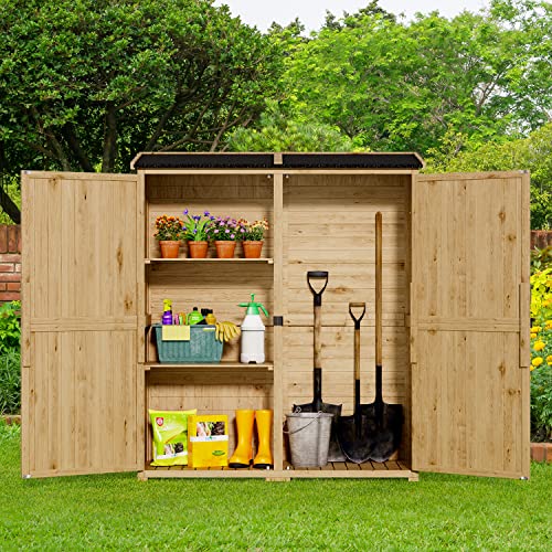 Gizoon Outdoor Storage Cabinet with Waterproof Roof, Double Lockable ...