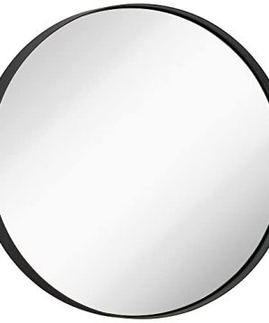 Hamilton Hills 30 Inch Large Black Round Mirror Brushed Metal Framed Contemporary Classic Deep Set Design Wall Mount Circle Mirror For Home Decor Round Vanity Mirror For Bathroom And Bedroom 0 300x360