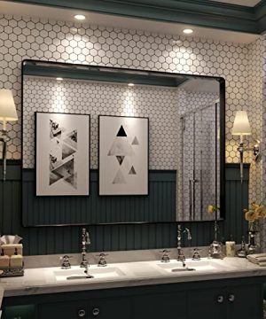 ISKM Black Bathroom Mirror For Wall Matte Black Framed Vanity Mirror Hangs Horizontal Or Vertical 48 X 32 0 300x360