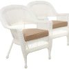 Jeco Wicker Chair With Tan Cushion Set Of 2 WhiteW00206 0 100x100