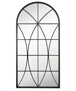Ka Home Black Large Arched Wall Mirror Decor Decorative Wall Mount Mirror For Living Room Or Bedroom Modern Full Length Window Pane Mirror In Black Metal With Arch Top Tall 24x48inch 0 300x360