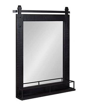 Kate And Laurel Cates Farmhouse Vertical Mirror With Shelf 24 X 31 Black Decorative Rustic Wall Mirror With Functional Shelf For Storage And Display 0 300x360
