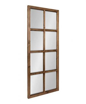 Kate And Laurel Hogan 8 Panel Windowpane Wood Wall Mirror 18 X 42 Rustic Brown Chic Window Inspired Wall Accent 0 300x360