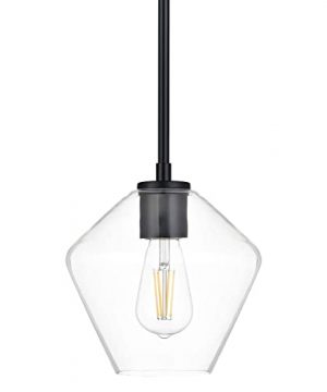 Linea Di Liara Macaria Modern Glass Farmhouse Pendant Lighting For Kitchen Island And Over Sink Lighting Fixtures Matte Black Pendant Light Hanging Ceiling Light Angled Clear Glass Shade UL Listed 0 300x360