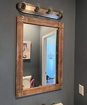 MBQQ Rustic Flat Wood Frame Hanging Wall Mirror Decorative Bathroom Mirrors For Wall Vanity Mirror Makeup Mirror24 X 36 Retro Grey 0 300x360