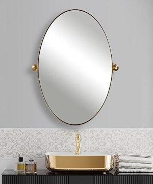 MOON MIRROR Gold Oval Mirror Oval Pivot Mirror For Bathroom Brass Oval Vanity Mirror For Wall Oval Mirror For Bathroom Brushed Gold Tilting Bathroom Pivoting Mirror Overall 2537 X 30 0 300x360
