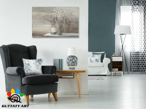 Modern Farmhouse Wall Decor Art, Farmhouse Floral Wall Art, Rustic Farmhouse Canvas Wall Art for Living Room Bedroom, Dogwood in a Vase Vintage Canvas Wall Art for Country Room Decor 24x36 Inches - Image 3