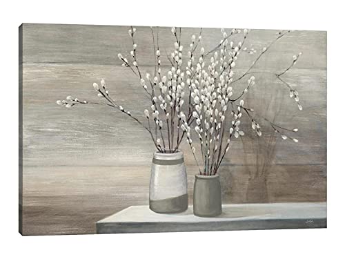 Modern Farmhouse Wall Decor Art, Farmhouse Floral Wall Art, Rustic Farmhouse Canvas Wall Art for Living Room Bedroom, Dogwood in a Vase Vintage Canvas Wall Art for Country Room Decor 24x36 Inches