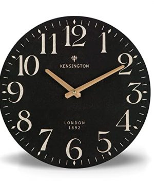 NIKKY HOME Farmhouse Wall Clock Silent Non Ticking 12 Inch Quartz Battery Operated Vintage Wooden Round Black Clock Home Decor For Kitchen Living Room Bedroom Office 0 300x360