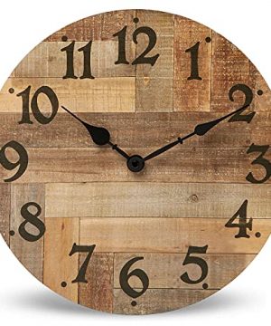 NIKKY HOME Rustic Farmhouse Wall Clock 12 Inch Battery Operated Silent Non Ticking Vintage Wooden MDF Clock Home Decor For Kitchen Living Room Bedroom Office 0 300x360