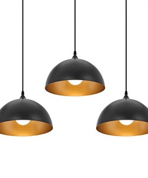 PINDODO Farmhouse Pendant Lighting For Kitchen IslandBlack And Gold Dome Pendant Light Fixtures Industrial Hanging Ceiling Light For Bar Barn Dining Room Foyer3 Pack 0 300x360