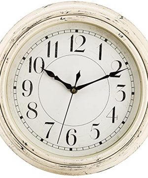 Peohud Silent Wall Clock 12 Inch Vintage Non Ticking Quartz Battery Operated Round Clock Rustic Wall Clock For Living Room Kitchen Home Office Classroom School Creamy White 0 300x360