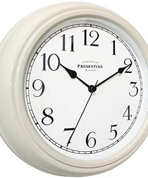 PresenTime Co Chic Home Collection 10 Molly Clock Silent No Ticking Cream White 0 300x360