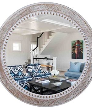 Round Wood Mirror Rustic Mirrors Decorative Wall Mirror 24 Inch Farmhouse Circle Mirrors Distressed Accent Mirror For Living Room Bathroom Bedroom Entryway 0 300x360