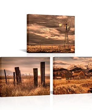 Saypeacher 3 Pieces Farmhouse Old Barn Sunset Canvas Wall Art Vintage Farm Painting Prints Rustic Artwork For Country Kitchen Bedroom Decoration Ready To Hang 12x16inchx3pcs 0 300x360