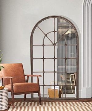 SeekElegant Arched Window Mirror 283 X 50 Windowpane Mirror With Metal Framed Farmhouse Rustic Vintage Wall Mirror Decorative Accent Mirrors For Living Room Entryway Fireplace Antique Silver 0 300x360