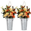 Shinowa 2 Packs Galvanized Wall Planter Farmhouse Hanging Planter Vintage Metal Vase Country Home Rustic Hanging Wall Decor For Flower Artificial Greenery Plants Indoor Outdoor Galvanized Color 0 100x100