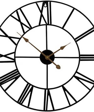 Sorbus Large Decorative Wall Clock 24 Inch Oversized Centurian Roman Numeral Style Modern Home Decor Ideal For Living Room Analog Metal Clock 24 Round Black 0 300x360