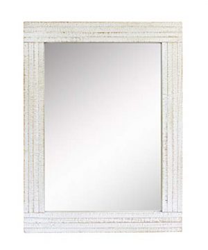 Stonebriar Rustic Rectangular Worn White Wood Frame Hanging Wall Mirror For Vertical Or Horizontal Display 24 X 18 0 300x360