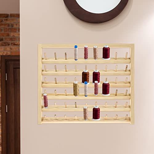 54-Spool Sewing Thread Rack, Wall-Mounted Sewing Thread Holder with Hanging  Hooks, Wooden Organize for Mini Sewing, Quilting, Embroidery, Jewelry
