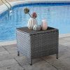 Valita Careland Outdoor PE Wicker Side Table With Storage Patio Resin Rattan End Table Square Container For Furniture Covers Toys And Gardening Tools Grey 0 100x100