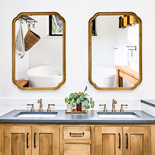 WallBeyond 20" x 30" Rounded Corner Arch Wall Mirror with Wood Frame for Entryway, Living Room or Bedroom Home Decor - Light Woodgrain [20" x 30" Natural Color] - Image 4