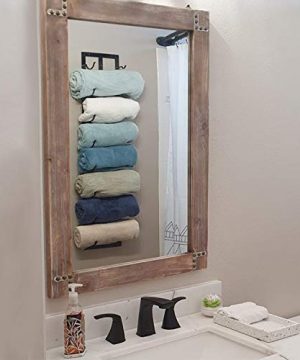 Womio Rustic Bathroom Mirrors For Wall24 X 36 Wood Frame Hanging Decorative Wall Mirror Vanity Mirror Makeup Mirror 0 300x360