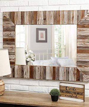 Glitzhome Farmhouse Mirror Wood Decorative Rectangle Oversized Wall Mirror Vintage Wooden Frame Wall Mirror For Living Room Bedroom Entryway Bathroom 397H 0 300x360