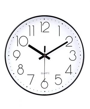 Jomparis 12 Inch Modern Wall Clock Silent Non Ticking Battery Operated Quartz Decorative Round Wall Clock For Office Classroom School Black 0 300x360
