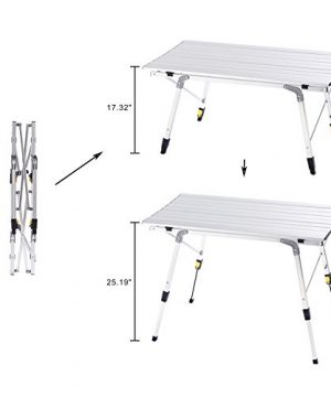 CampLand Aluminum Table Height Adjustable Folding Table Camping Outdoor  Lightweight for Camping, Beach, Backyards, BBQ, Party