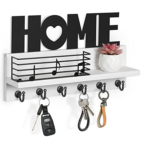 Key Holder for Wall, Mail Organizer Wall Hanging Key Rack, White