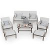 HAPPATIO 6 Piece Aluminum Patio Furniture Set 3 Seat Outdoor Couch With Ottomans And Armchairs All Weather Outdoor Sectional Sofa With Comfortable Cushions And Coffee TableGray 0 100x100