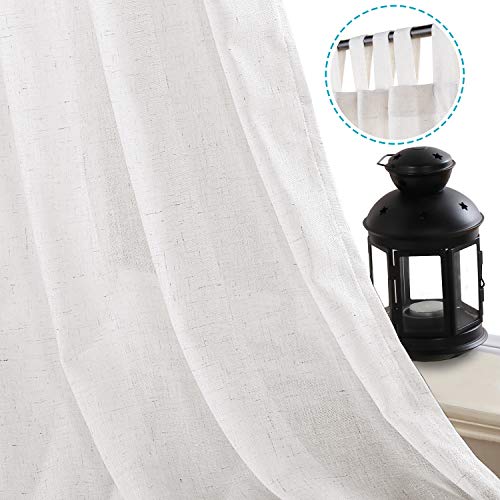 H.VERSAILTEX Living Room Linen Curtains Home Decorative Off White Tab Top Curtains Privacy Added Energy Saving Light Filtering Window Treatments Draperies for Bedroom, 2 Panels, 52 x 84 - Inch - Image 3